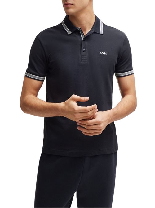Polo uomo blu in cotone Boss Green | 50469055411